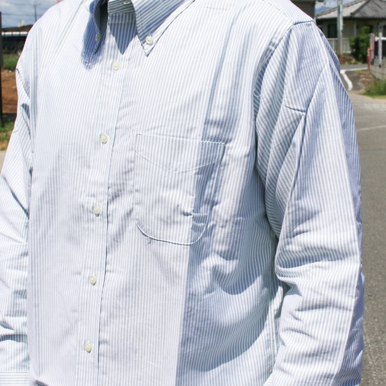 ワーカーズ WORKERS K&T H モディファイボタンダウン Modified BD, American Sea Island Cotton  OX, Green Stripe