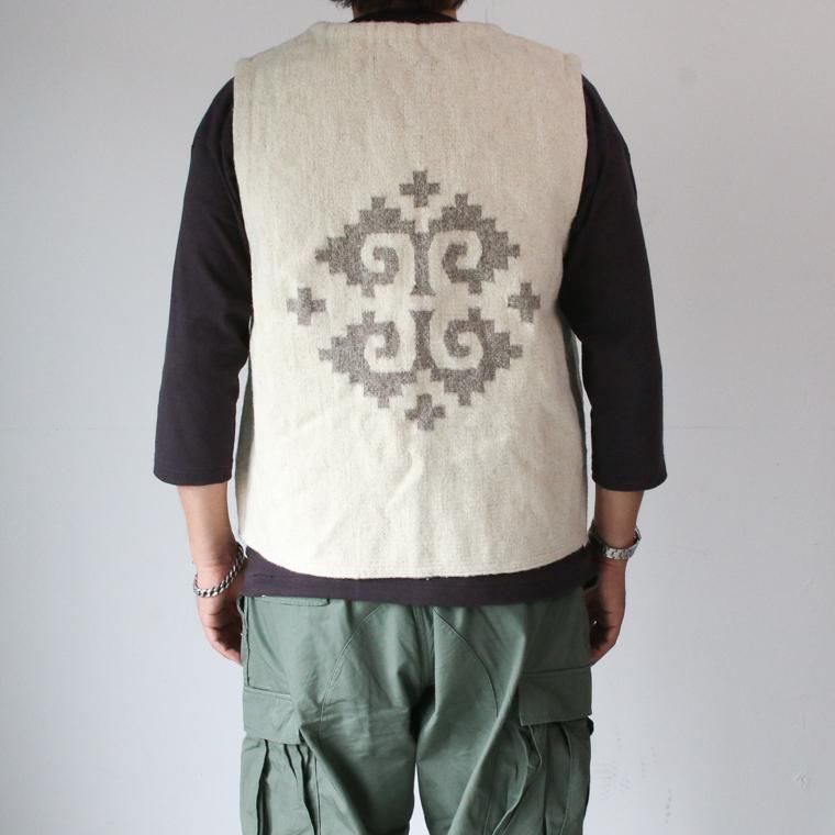 Oaxaca オアハカ RUG VEST Hilo de Tradition ラグベスト イロデトラディション “CARACOL” アイボリー