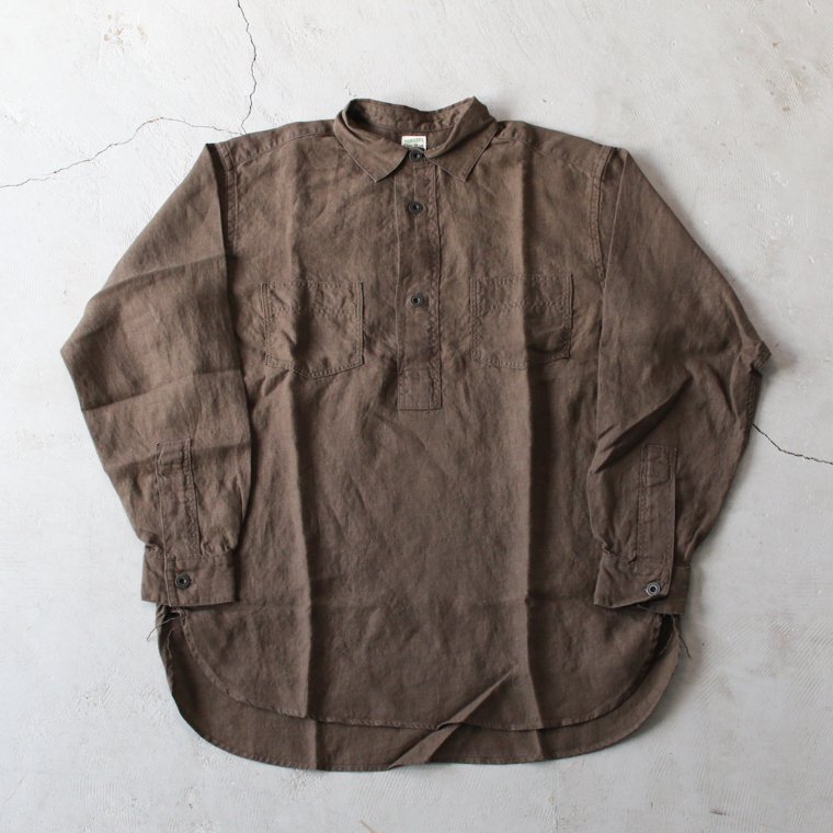 ワーカーズ WORKERS K&T H プルオーバーワークシャツPullover Work Shirt, ブラウンリネン Brown Linen