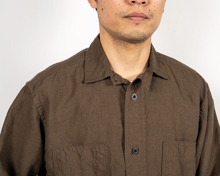 ワーカーズ WORKERS K&T H プルオーバーワークシャツPullover Work Shirt, ブラウンリネン Brown Linen