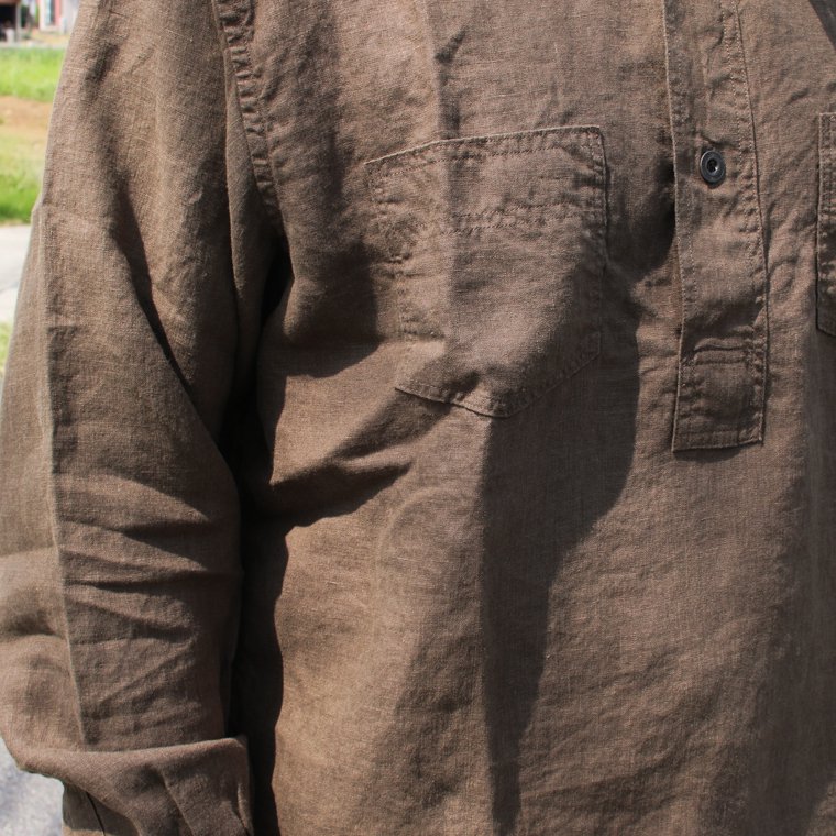 ワーカーズ WORKERS K&T H プルオーバーワークシャツPullover Work Shirt, ブラウンリネン Brown Linen