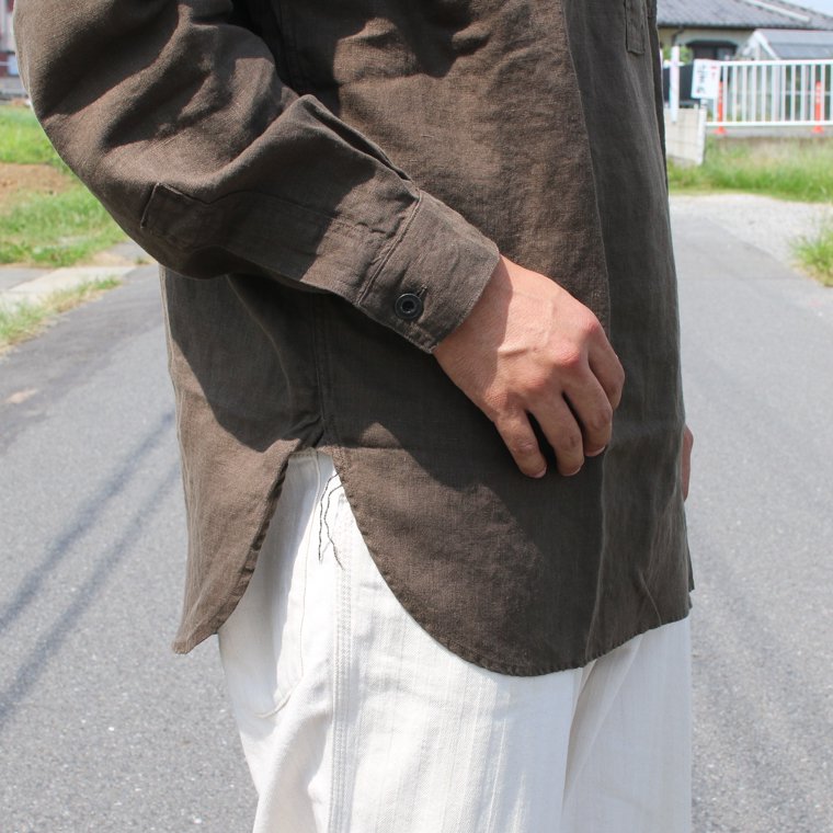 ワーカーズ WORKERS K&T H プルオーバーワークシャツPullover Work Shirt, ブラウンリネン Brown Linen