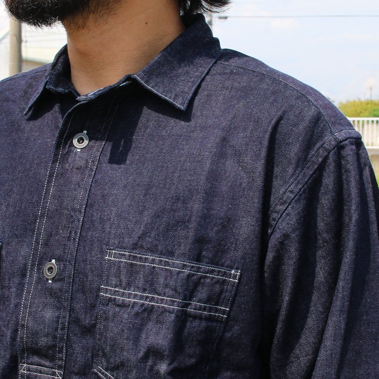 ワーカーズ WORKERS K&T H プルオーバーワークシャツPullover Work Shirt, デニム Denim