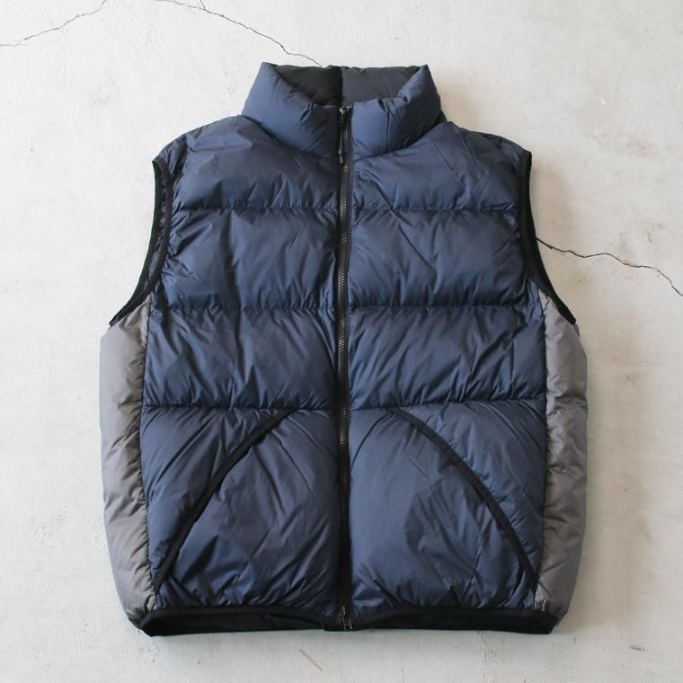 TAION × OOM タイオン×オム DOWN VEST ダウンベスト ネイビー×グレー