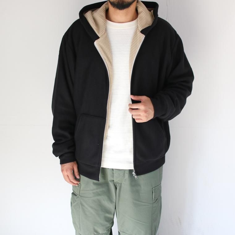 バーラップアウトフィッター BURLAP OUTFITTER グリッドフリース ラインド フルジップ パーカ GRID FLEECE LINED  F/Z PARKA ブラック