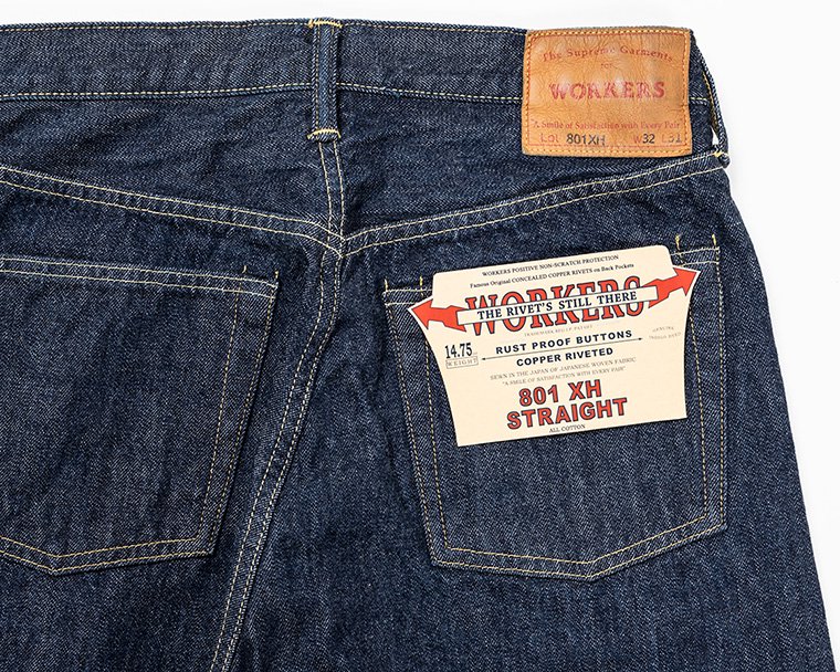 ワーカーズ WORKERS K&T H Lot 801XH, Straight Jeans 14.7 oz, Indigo