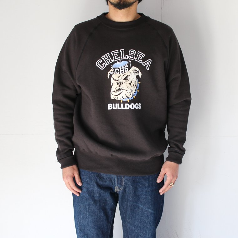 ウエアハウス WAREHOUSE Lot409 カラーフロッキー BULLDOGS RAGLAN SLEEVE SWEAT ブラック