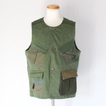 <img class='new_mark_img1' src='https://img.shop-pro.jp/img/new/icons14.gif' style='border:none;display:inline;margin:0px;padding:0px;width:auto;' />Re:VECTOR ٥ȥ Military Patchwork Working Vest / Vintage OD Fabric A