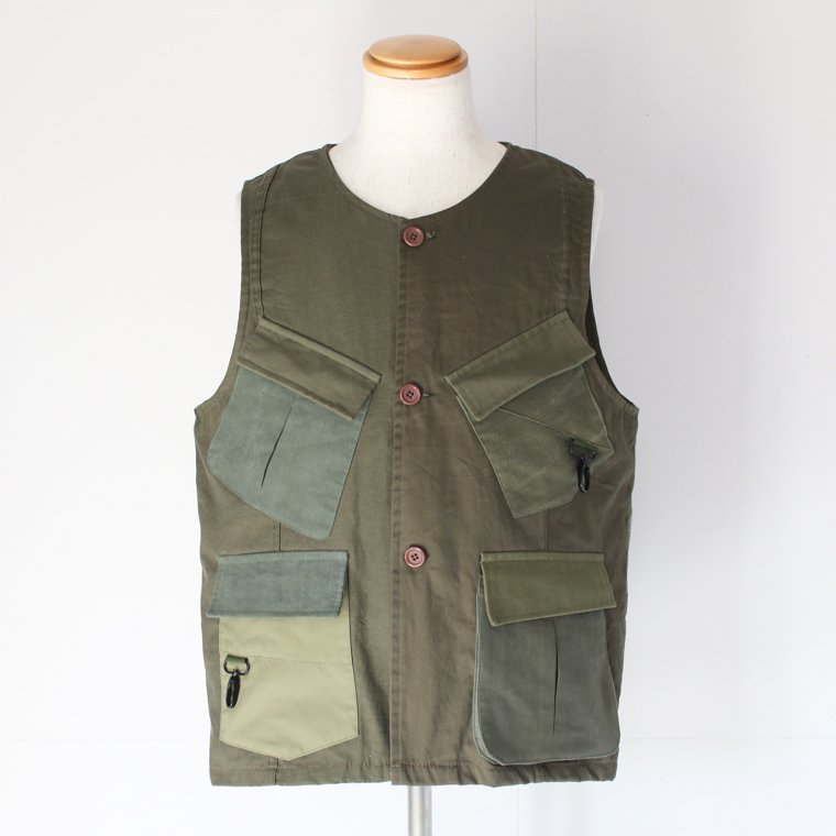 Re:VECTOR リベクトル Military Patchwork Working Vest / Vintage OD Fabric Cタイプ