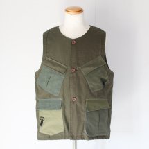 <img class='new_mark_img1' src='https://img.shop-pro.jp/img/new/icons14.gif' style='border:none;display:inline;margin:0px;padding:0px;width:auto;' />Re:VECTOR ٥ȥ Military Patchwork Working Vest / Vintage OD Fabric C