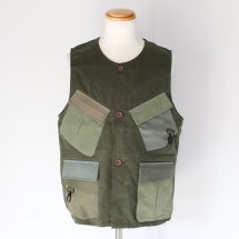 <img class='new_mark_img1' src='https://img.shop-pro.jp/img/new/icons14.gif' style='border:none;display:inline;margin:0px;padding:0px;width:auto;' />Re:VECTOR ٥ȥ Military Patchwork Working Vest / Vintage OD Fabric E