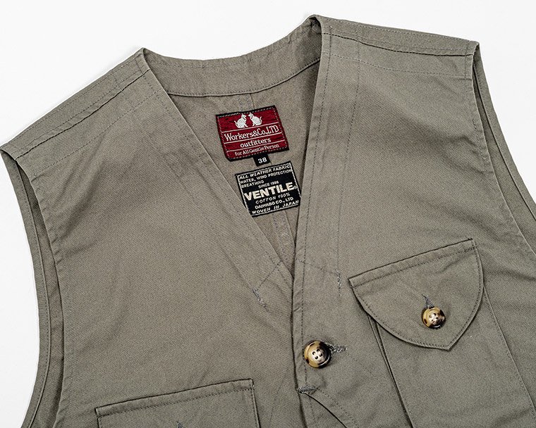 ワーカーズ WORKERS K&T H ベスト ベンタイル W&G Vest, Heavy Ventile, Wolf Grey