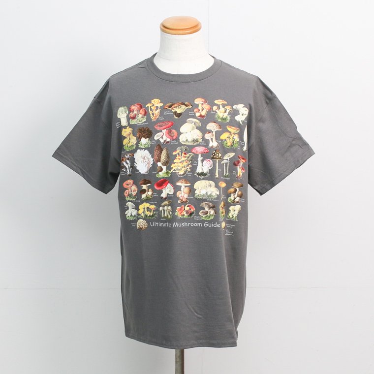 ATLAS SCREEN PRINTING アトラススクリーンプリンティング Ultimate Mushroom Guide ADULT T  SHIRT チャコール