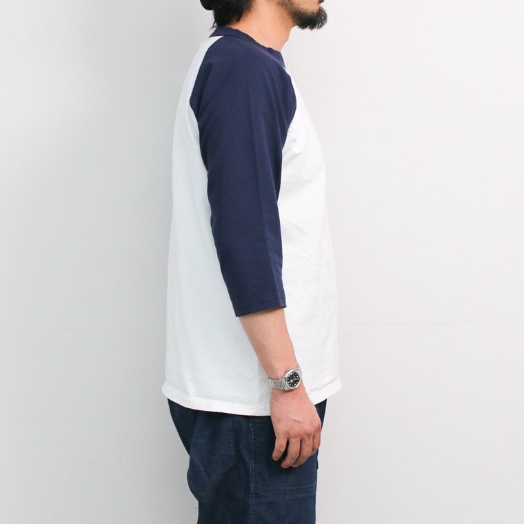 GOODWEAR グッドウェア 3/4 RAGLAN TEE 七分袖ラグランTシャツ 7.2オンス アメリカ製 ホワイト×ネイビー