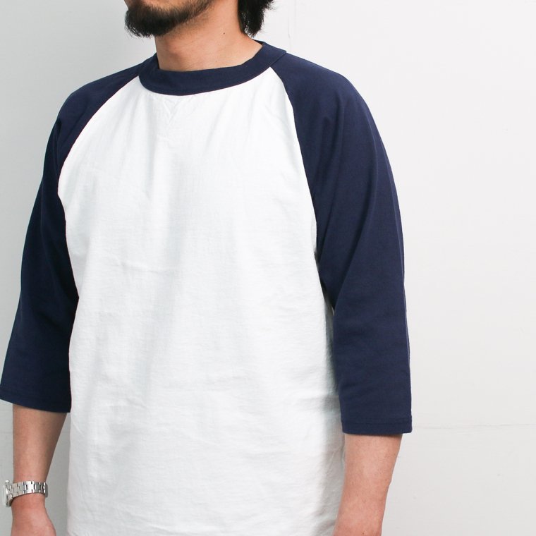 GOODWEAR グッドウェア 3/4 RAGLAN TEE 七分袖ラグランTシャツ 7.2オンス アメリカ製 ホワイト×ネイビー