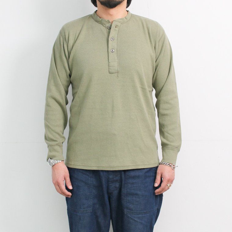 トゥームーン TWO MOON 20298 リブニットヘンリーネックシャツ Rib knit Henley-neck shirts セージグリーン