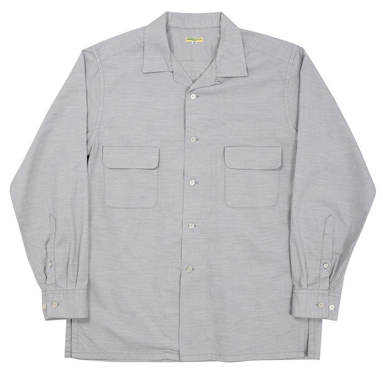 ワーカーズ WORKERS K&T H オープンカラーシャツ Open Collar Shirt, Houndstooth