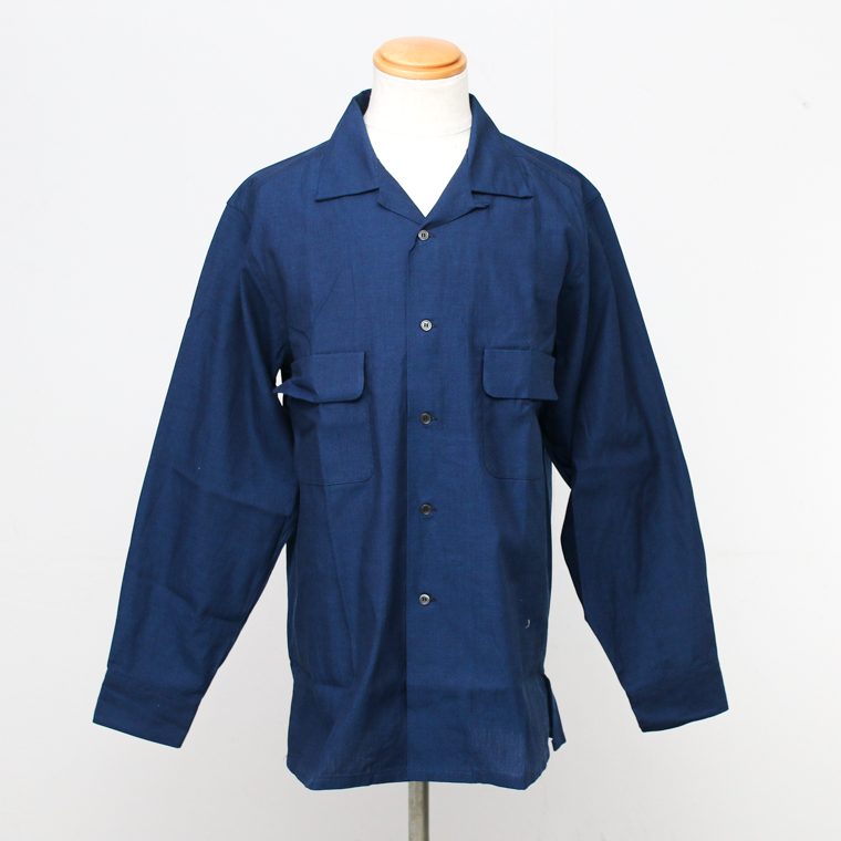 ワーカーズ WORKERS K&T H オープンカラーシャツ Open Collar Shirt, Indigo Beta Chambray ワーカーズ WORKERS K&T H オープンカラーシャツ Open Collar Shirt, Indigo Beta Chambray