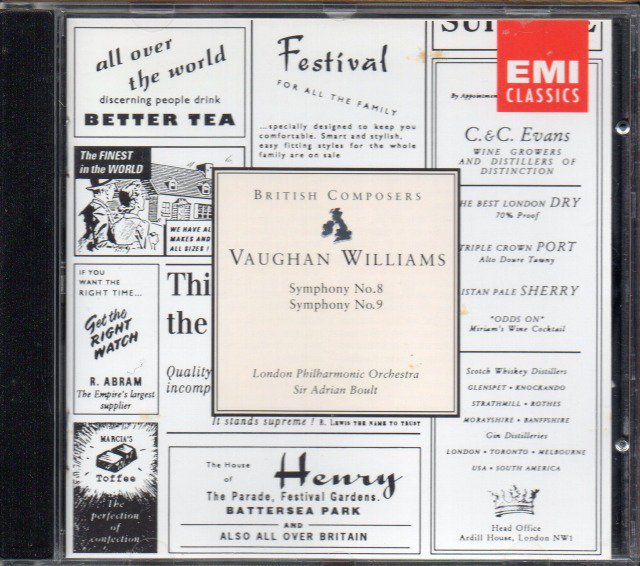 Vウィリアムズ：交響曲第8，9番　ボールト＝ロンドンpo （CDM764021）