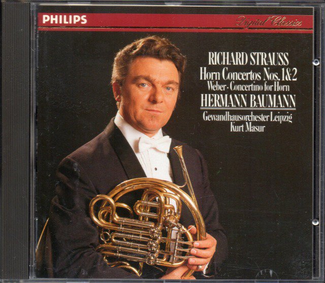 Rシュトラウス：ホルン協奏曲第1，2番，ウェーバー：コンチェルティーノ　バウマン(hrn) （外PHILIPS） -  クラシックの中古CD屋ファルスタッフ