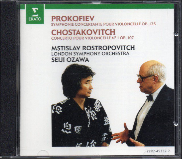 プロコフィエフ：交響的協奏曲，ショスタコ：vc協1番　ロストロポーヴィチ(vc) 小澤＝LSO （ERATO） - クラシックの中古CD屋ファルスタッフ