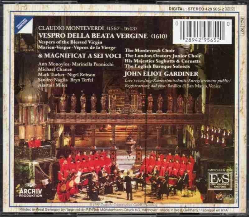 【売約済】コルボ／モンテヴェルディ：聖母マリアの夕べの祈り エラート・アニヴァーサリー50 1::モンテヴェルディ:聖母マリア