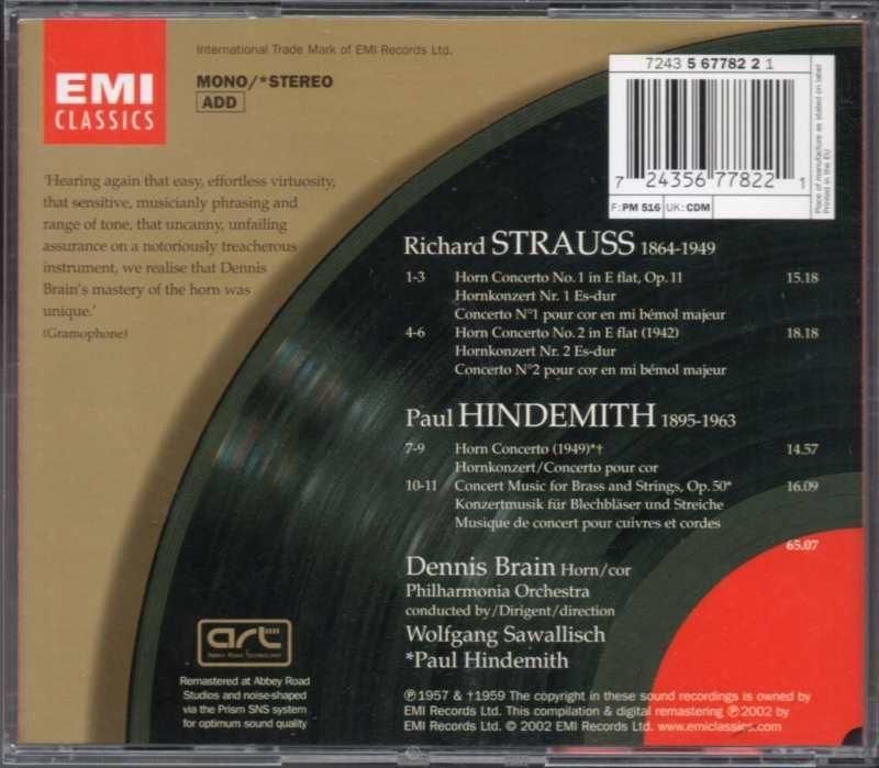 サブ画像1:Rシュトラウス,ヒンデミット:ホルン協奏曲集 Dブレイン(hrn) サヴァリッシュ 他=PO (EMI*567782)ジャケット写真 サブ画像1:Rシュトラウス,ヒンデミット:ホルン協奏曲集 Dブレイン(hrn) サヴァリッシュ 他=PO (EMI*567782)ジャケット写真