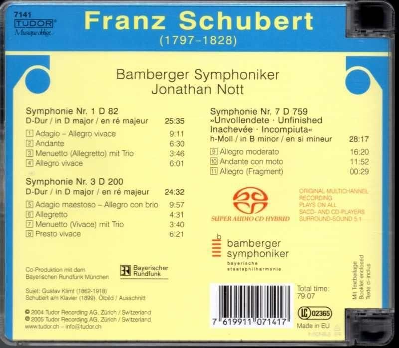 サブ画像1:{SACD-HYBR} シューベルト:交響曲第1,3番,未完成 ノット=Bam (TUDOR)
ジャケット写真 サブ画像1:{SACD-HYBR} シューベルト:交響曲第1,3番,未完成 ノット=Bam (TUDOR)
ジャケット写真