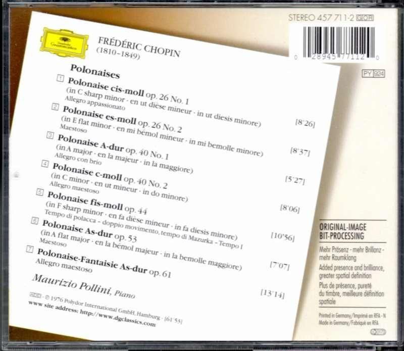 サブ画像1:ショパン:ポロネーズ集 (7曲) ポリーニ(p) (DG*457711)ジャケット写真 サブ画像1:ショパン:ポロネーズ集 (7曲) ポリーニ(p) (DG*457711)ジャケット写真