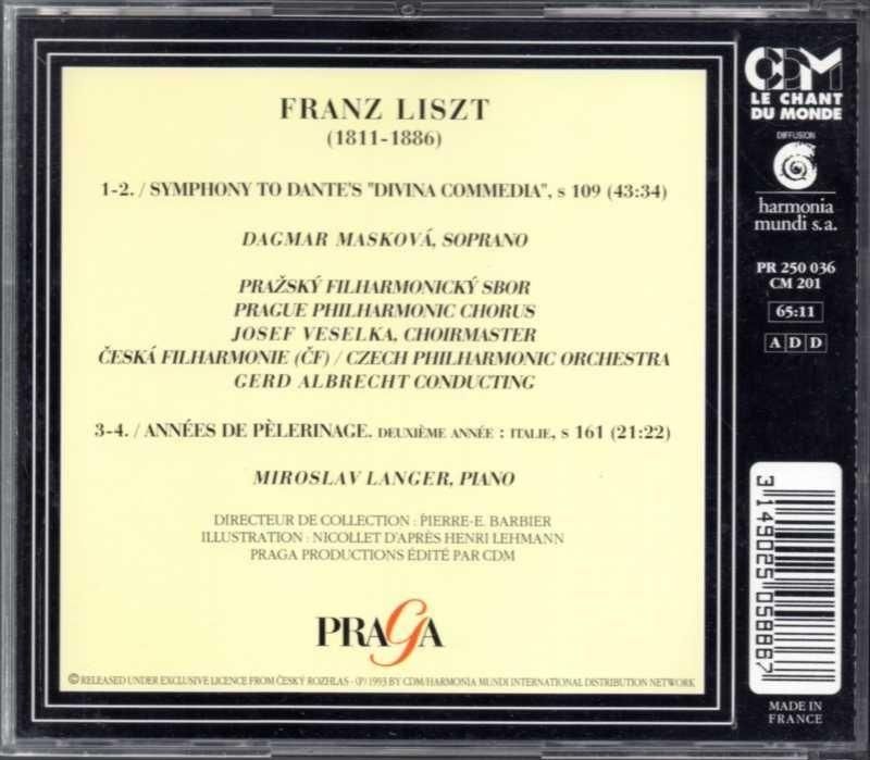 サブ画像1:リスト:ダンテ交響曲,ダンテを読んで 他 アルブレヒト=チェコpo 他 /L (PR250036)ジャケット写真 サブ画像1:リスト:ダンテ交響曲,ダンテを読んで 他 アルブレヒト=チェコpo 他 /L (PR250036)ジャケット写真