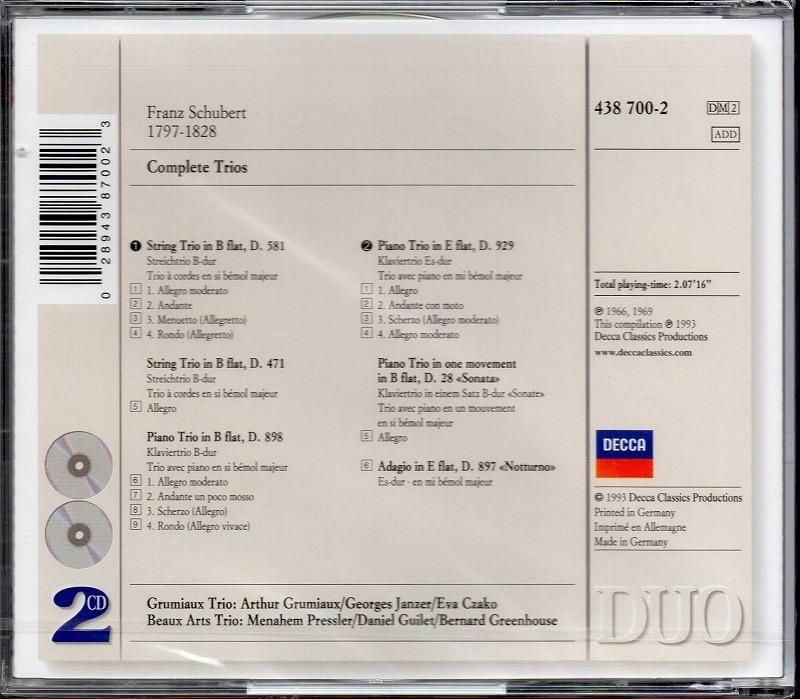 サブ画像1:シューベルト:三重奏曲全曲 (弦楽三重, p三重) グリュミオーTr,ボザールTr (PHILIPS・2CD)未開封ジャケット写真 サブ画像1:シューベルト:三重奏曲全曲 (弦楽三重, p三重) グリュミオーTr,ボザールTr (PHILIPS・2CD)未開封ジャケット写真