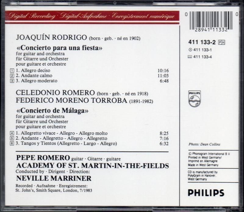 サブ画像1:ロドリーゴ:ある宴協奏曲,Sロメロ:マラガ協奏曲 ペペ・ロメロ(g) (PHILIPS)ジャケット写真 サブ画像1:ロドリーゴ:ある宴協奏曲,Sロメロ:マラガ協奏曲 ペペ・ロメロ(g) (PHILIPS)ジャケット写真