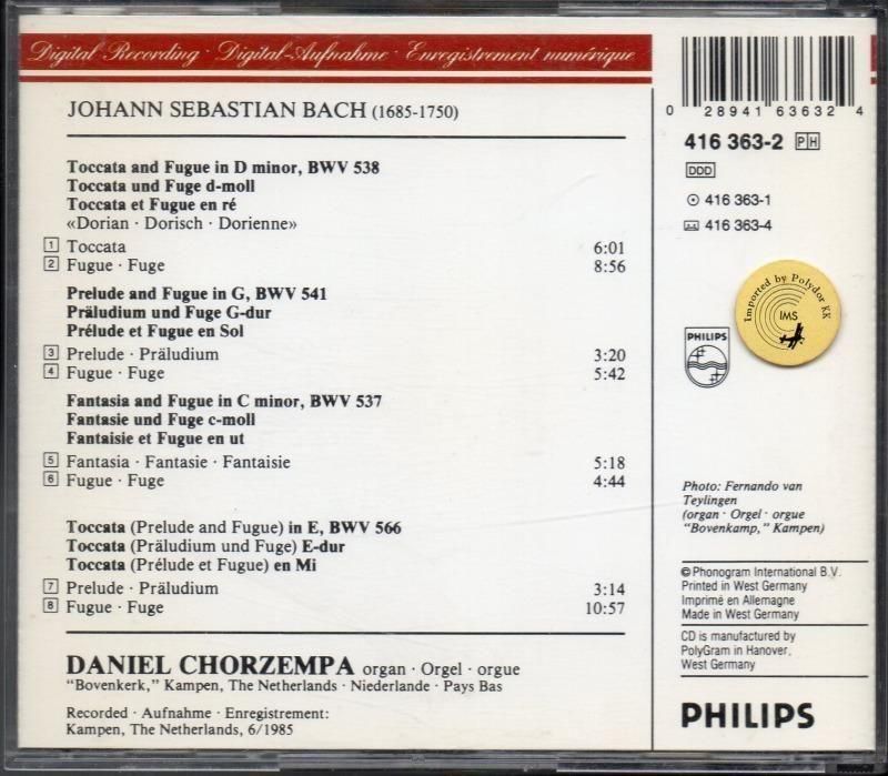 サブ画像1:バッハ:オルガン作品集 (BWV538, 541, 537, 566) コルゼンパ(org) (PHILIPS)ジャケット写真 サブ画像1:バッハ:オルガン作品集 (BWV538, 541, 537, 566) コルゼンパ(org) (PHILIPS)ジャケット写真