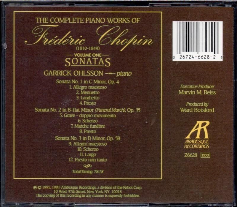サブ画像1:ショパン:ピアノ・ソナタ全曲 オールソン(p) (Z6628)ジャケット写真 サブ画像1:ショパン:ピアノ・ソナタ全曲 オールソン(p) (Z6628)ジャケット写真