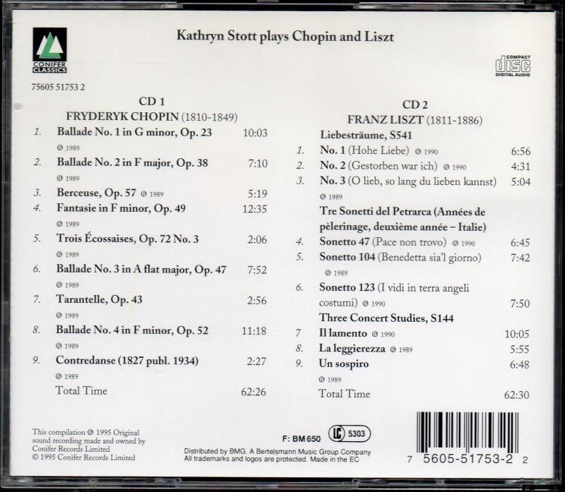 サブ画像1:ショパン,リスト:ピアノ作品集 ストット(p) (CONIFER・2CD)ジャケット写真 サブ画像1:ショパン,リスト:ピアノ作品集 ストット(p) (CONIFER・2CD)ジャケット写真