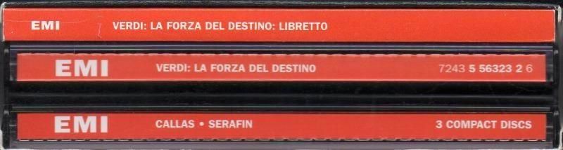 サブ画像2:▽ヴェルディ:運命の力 セラフィン=スカラ; カラス(S) 他 (EMI・3CD)ジャケット写真 サブ画像2:▽ヴェルディ:運命の力 セラフィン=スカラ; カラス(S) 他 (EMI・3CD)ジャケット写真