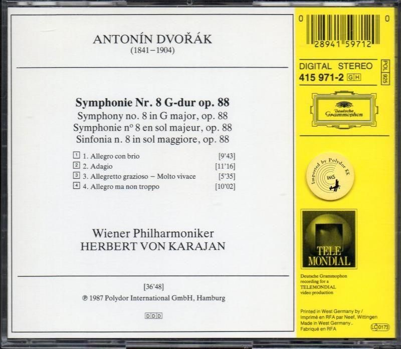 サブ画像1:ドヴォルザーク:交響曲第8番 カラヤン=WP (DG*4159712)ジャケット写真 サブ画像1:ドヴォルザーク:交響曲第8番 カラヤン=WP (DG*4159712)ジャケット写真