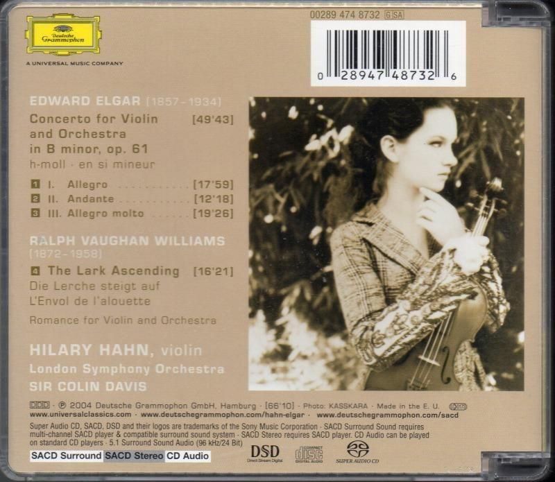 サブ画像1:{SACD-HYBR} エルガー:ヴァイオリン協奏曲,Vウィリアムズ:揚げひばり ハーン(vn) Cデイヴィス=LSO (DG)ジャケット写真 サブ画像1:{SACD-HYBR} エルガー:ヴァイオリン協奏曲,Vウィリアムズ:揚げひばり ハーン(vn) Cデイヴィス=LSO (DG)ジャケット写真