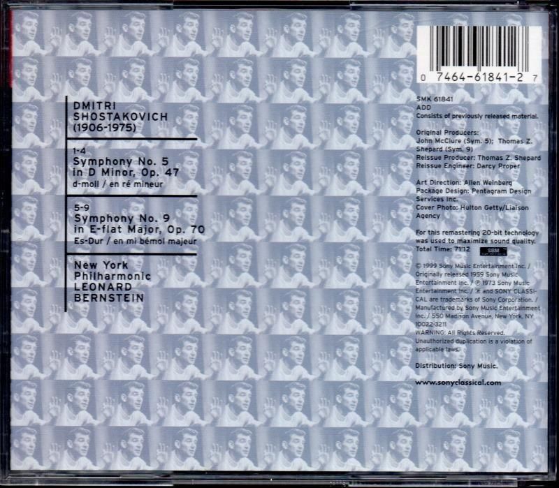サブ画像1:ショスタコーヴィチ:交響曲第5,9番 バーンスタイン=NYP (SMK61841)ジャケット写真 サブ画像1:ショスタコーヴィチ:交響曲第5,9番 バーンスタイン=NYP (SMK61841)ジャケット写真