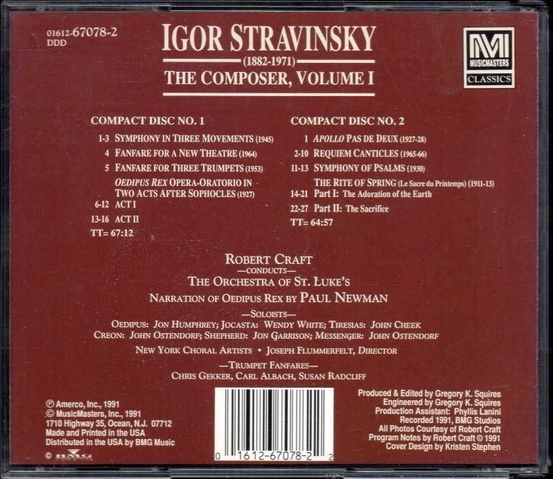 サブ画像1:ストラヴィンスキー:春の祭典,交響曲2曲,エディプス王 他 クラフト=OSL 他 (MUSICMASTERS・2CD)ジャケット写真 サブ画像1:ストラヴィンスキー:春の祭典,交響曲2曲,エディプス王 他 クラフト=OSL 他 (MUSICMASTERS・2CD)ジャケット写真