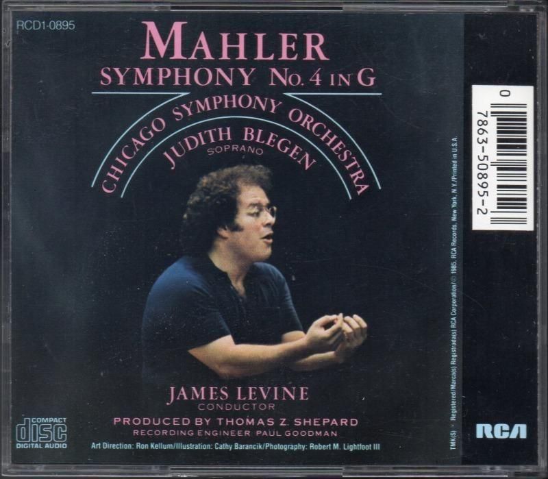 サブ画像1:マーラー:交響曲第4番 レヴァイン=CSO,ブレゲン(S) (RCD1-0895)ジャケット写真 サブ画像1:マーラー:交響曲第4番 レヴァイン=CSO,ブレゲン(S) (RCD1-0895)ジャケット写真
