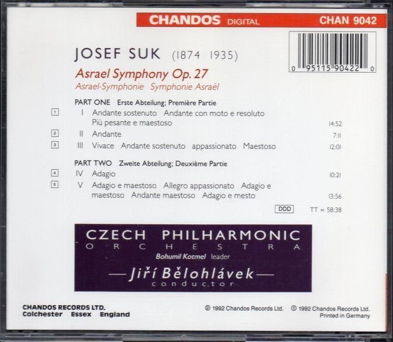 サブ画像1:スーク:アスラエル交響曲 ビエロフラーヴェク=チェコpo (CHAN9042)ジャケット写真 サブ画像1:スーク:アスラエル交響曲 ビエロフラーヴェク=チェコpo (CHAN9042)ジャケット写真
