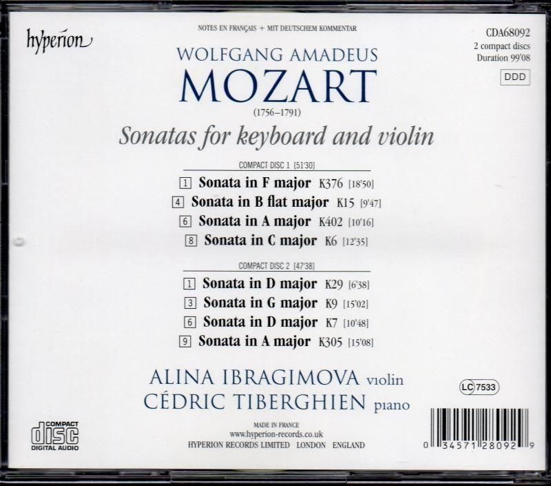 サブ画像1:モーツァルト:vnソナタ集 Vol.2 イブラギモヴァ(vn) ティベルギアン(p) (CDA68092・2CD)ジャケット写真 サブ画像1:モーツァルト:vnソナタ集 Vol.2 イブラギモヴァ(vn) ティベルギアン(p) (CDA68092・2CD)ジャケット写真
