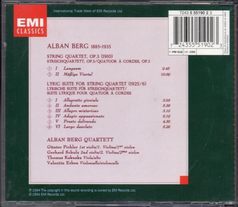 サブ画像1:ベルク:弦楽四重奏曲,抒情組曲 AベルクQ (EMI*5551902)ジャケット写真 サブ画像1:ベルク:弦楽四重奏曲,抒情組曲 AベルクQ (EMI*5551902)ジャケット写真