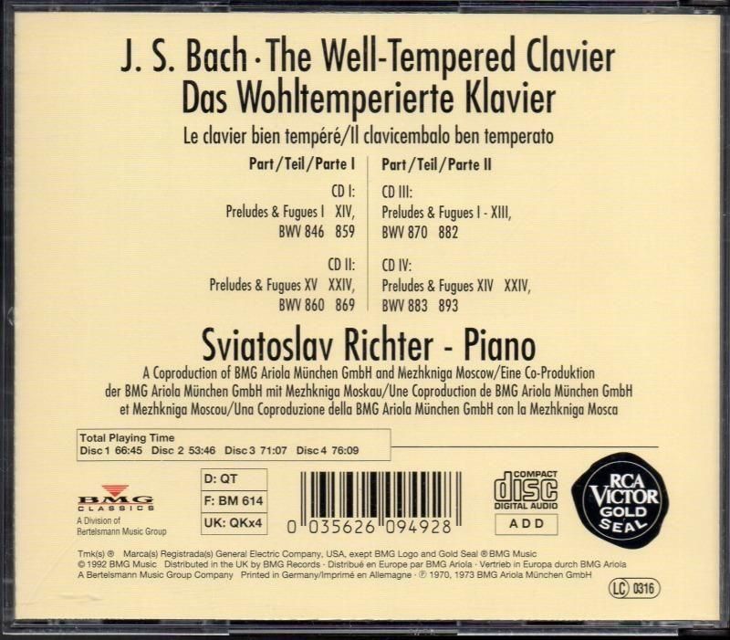 サブ画像1:バッハ:平均律クラヴィーア曲集全曲 リヒテル(p) (GD60949・4CD)ジャケット写真 サブ画像1:バッハ:平均律クラヴィーア曲集全曲 リヒテル(p) (GD60949・4CD)ジャケット写真