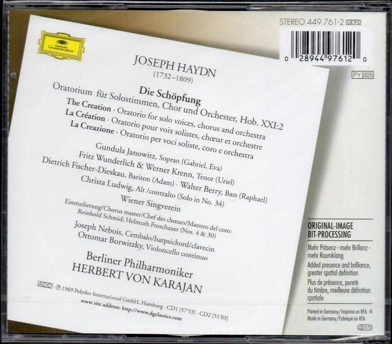 サブ画像1:ハイドン:天地創造 カラヤン=BP,ヤノヴィッツ(S) 他 (DG・2CD)未開封ジャケット写真 サブ画像1:ハイドン:天地創造 カラヤン=BP,ヤノヴィッツ(S) 他 (DG・2CD)未開封ジャケット写真