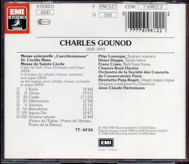 サブ画像1:グノー:聖チェチーリア荘厳ミサ曲 アルトマン=OSCC,ローレンガー(S) 他 (CDM7698122)ジャケット写真 サブ画像1:グノー:聖チェチーリア荘厳ミサ曲 アルトマン=OSCC,ローレンガー(S) 他 (CDM7698122)ジャケット写真