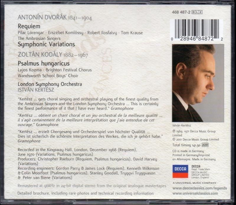 サブ画像1:ドヴォルザーク:レクイエム,コダーイ:ハンガリー詩篇 他 ケルテス=LSO 他 (DECCA・2CD)ジャケット写真 サブ画像1:ドヴォルザーク:レクイエム,コダーイ:ハンガリー詩篇 他 ケルテス=LSO 他 (DECCA・2CD)ジャケット写真