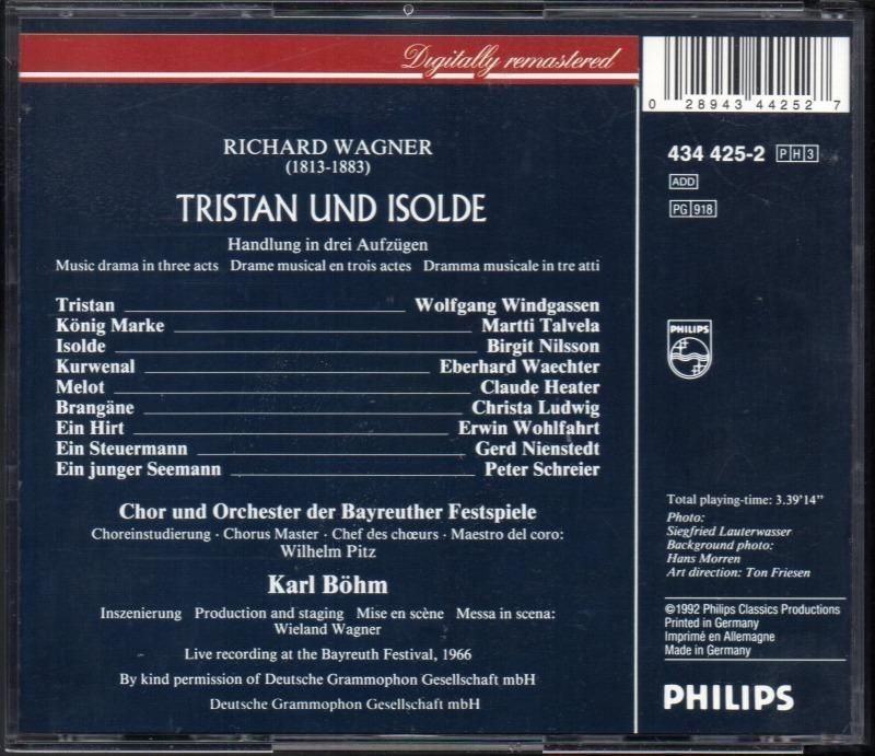 サブ画像1:▽ワーグナー:トリスタンとイゾルデ ベーム=バイロイト; ニルソン(T) 他 /L (PHILIPS・3CD)ジャケット写真 サブ画像1:▽ワーグナー:トリスタンとイゾルデ ベーム=バイロイト; ニルソン(T) 他 /L (PHILIPS・3CD)ジャケット写真