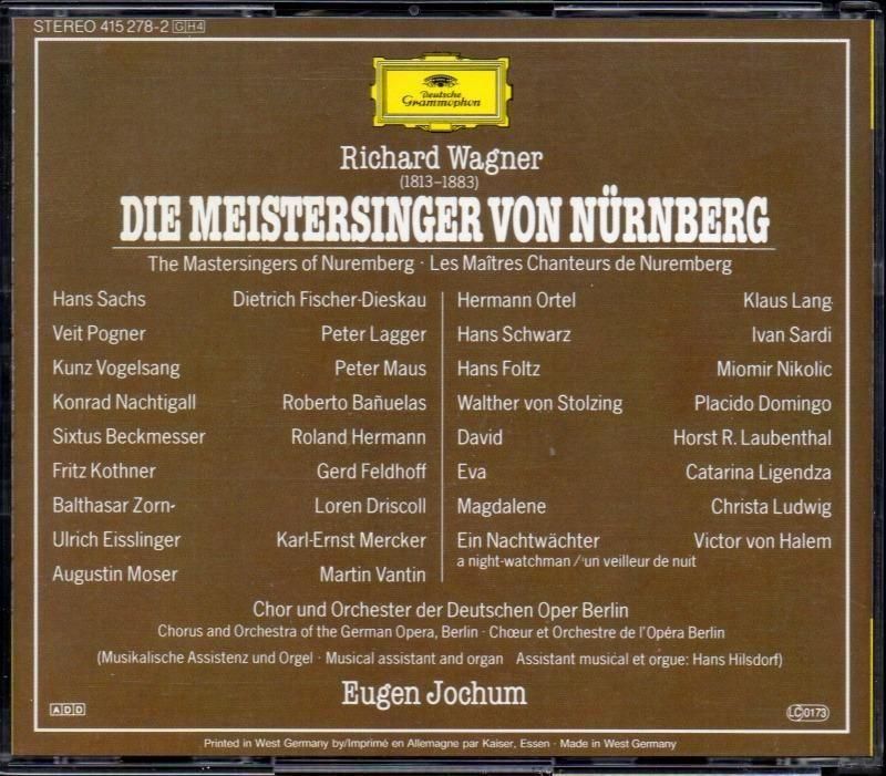 サブ画像1:▽ワーグナー:マイスタージンガー ヨッフム=ODOB; Fディースカウ(Br) 他 (F00G50191・4CD)ジャケット写真 サブ画像1:▽ワーグナー:マイスタージンガー ヨッフム=ODOB; Fディースカウ(Br) 他 (F00G50191・4CD)ジャケット写真
